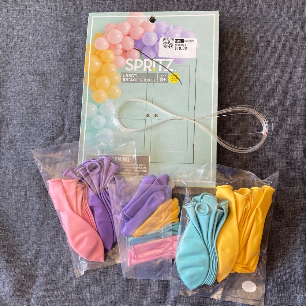 Opened Spritz Large Balloon Arch MISSING BALLOON STRIP